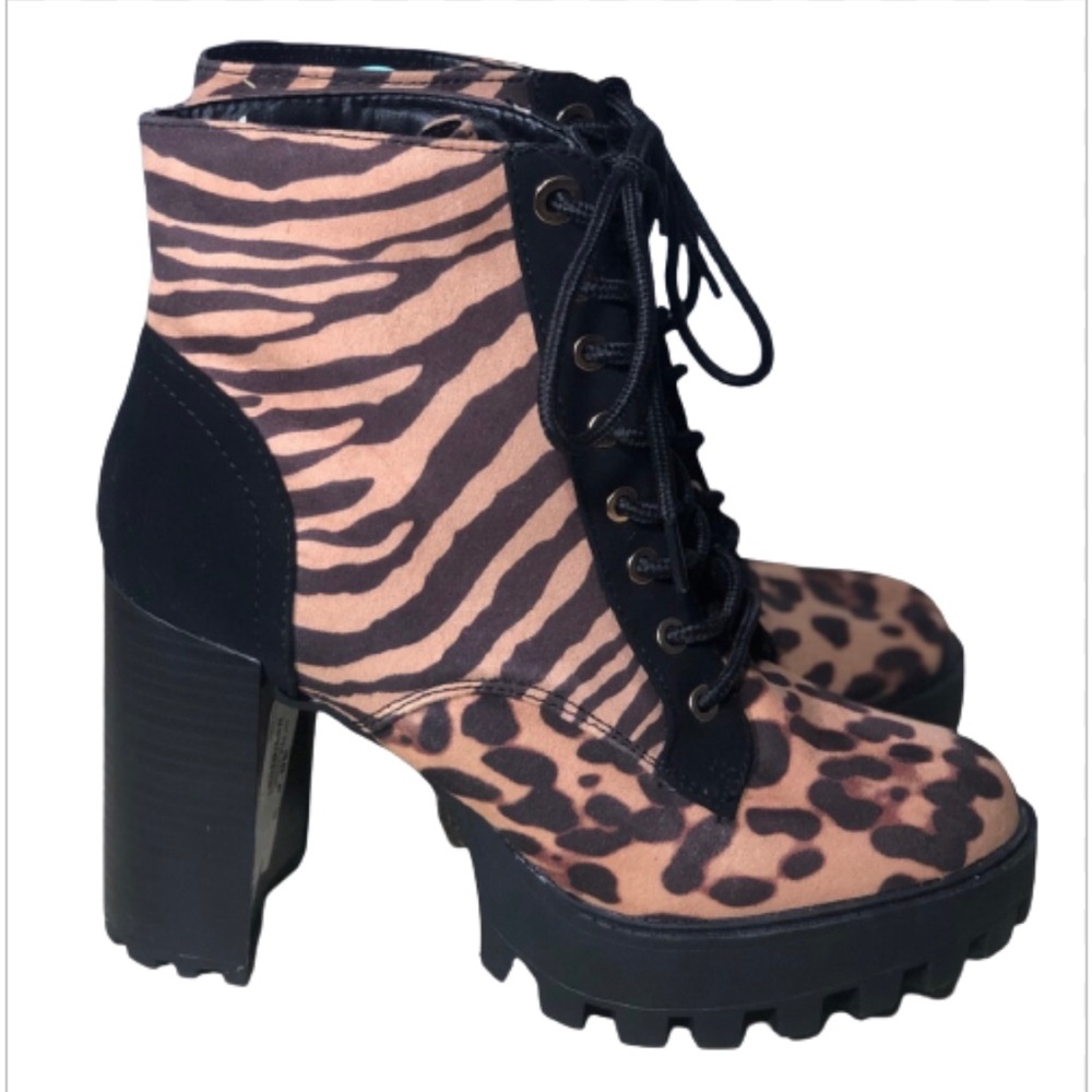 Super fun print chunky boots